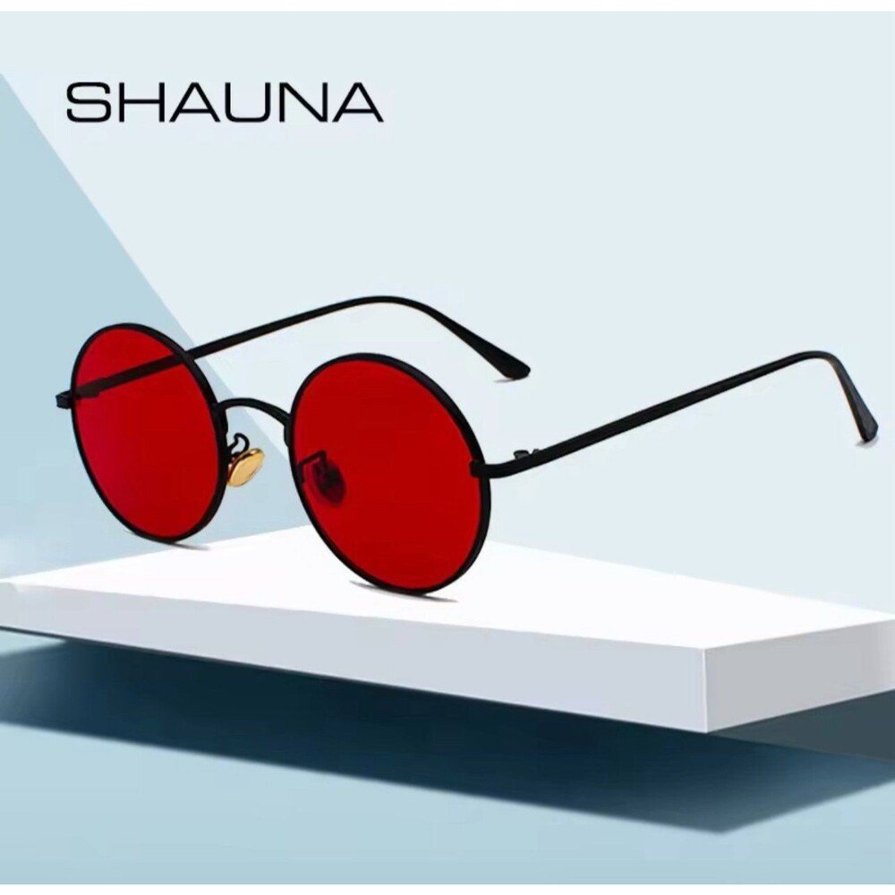 Super Round Women Sunglasses Brand Designer Fashion Men Dark Red Lens Shades UV